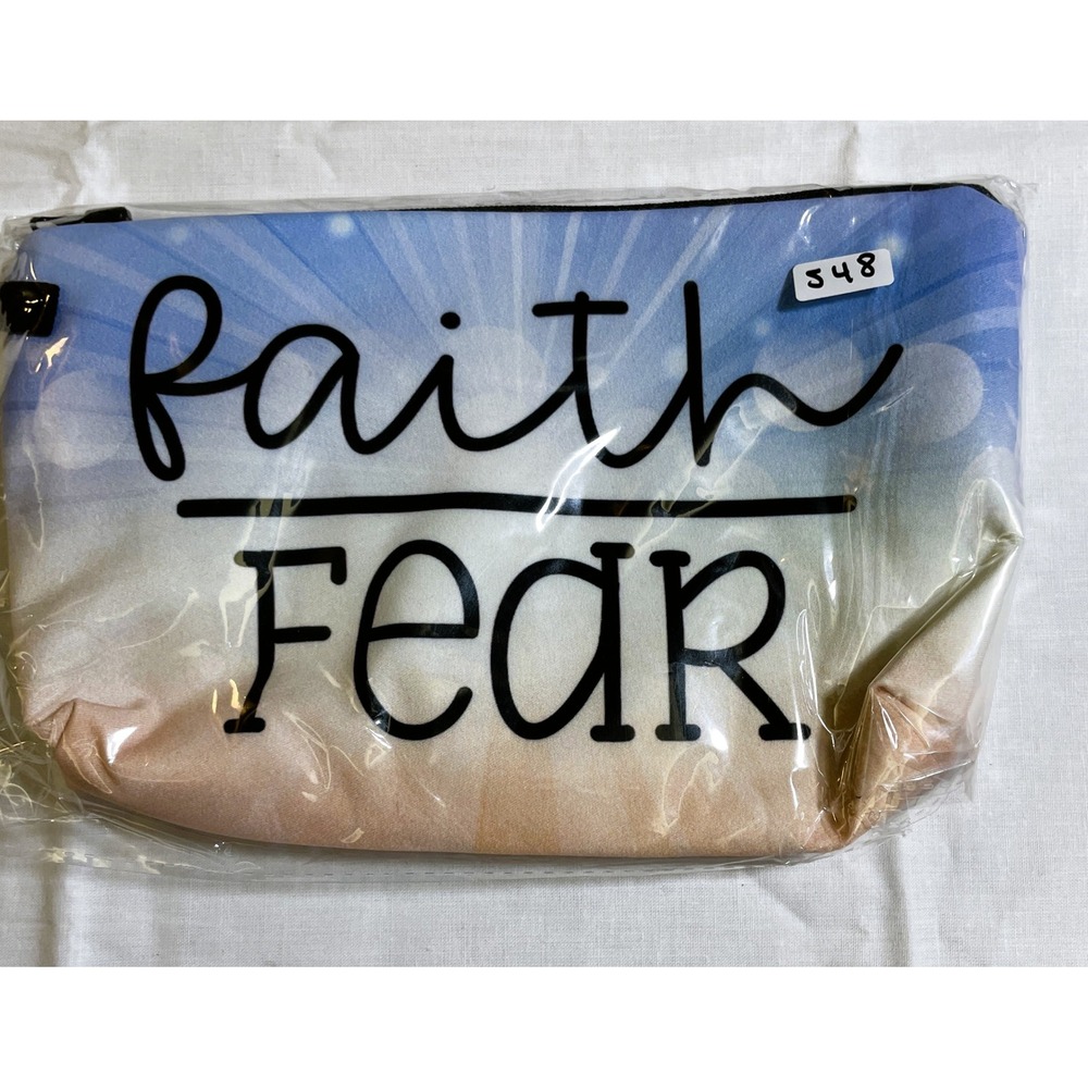 The Pouch Faith Over Fear Pouch Womens Small Blue White Peach New Inspirational